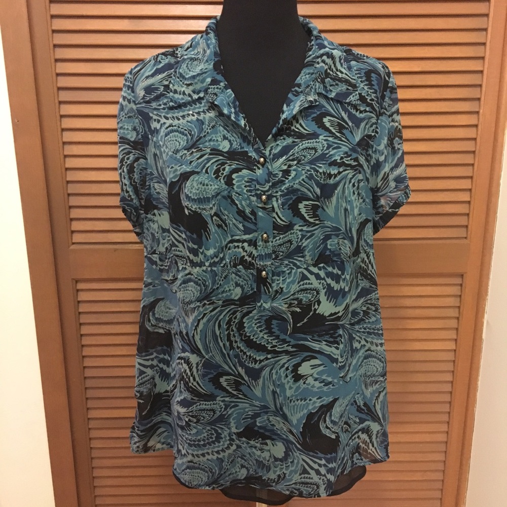 Lane Bryant plus size blue blouse top 14/16